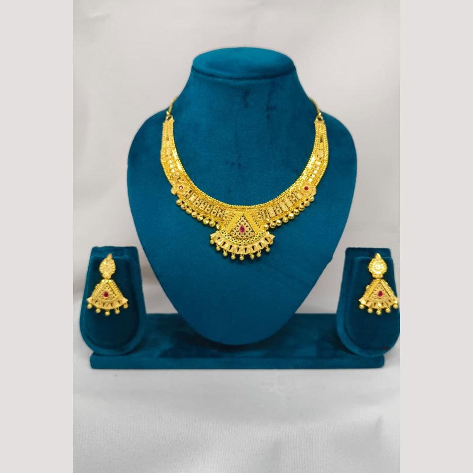 Rose Gold Plated Beaded Necklace Set | Bridal Jewellery India