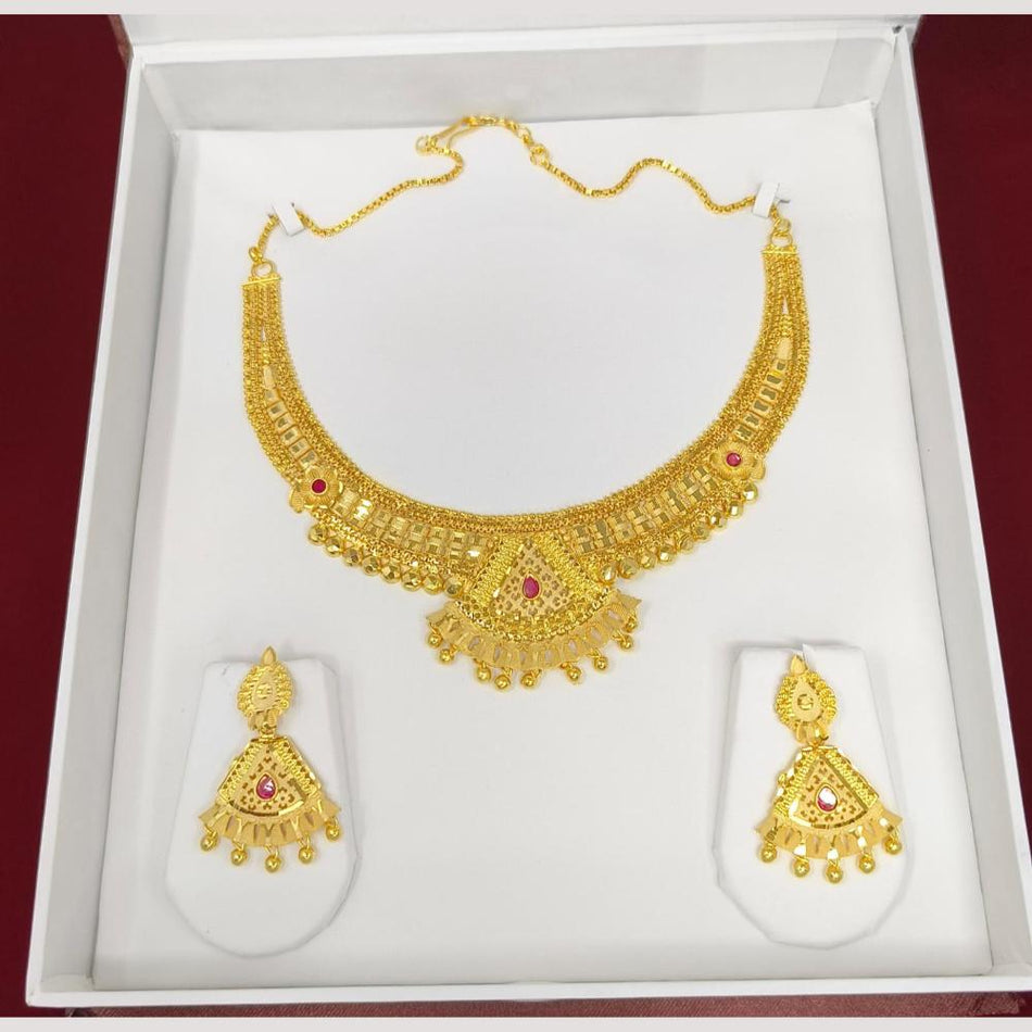 Designer Rose Gold Plated Necklace Set | Bridal Jewellery India