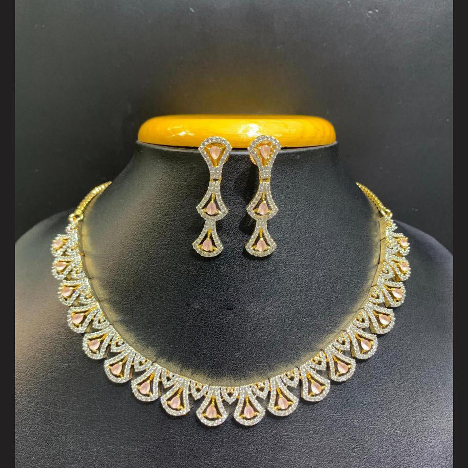 Gold Plated American Diamond Necklace Set | Bridal Jewellery India