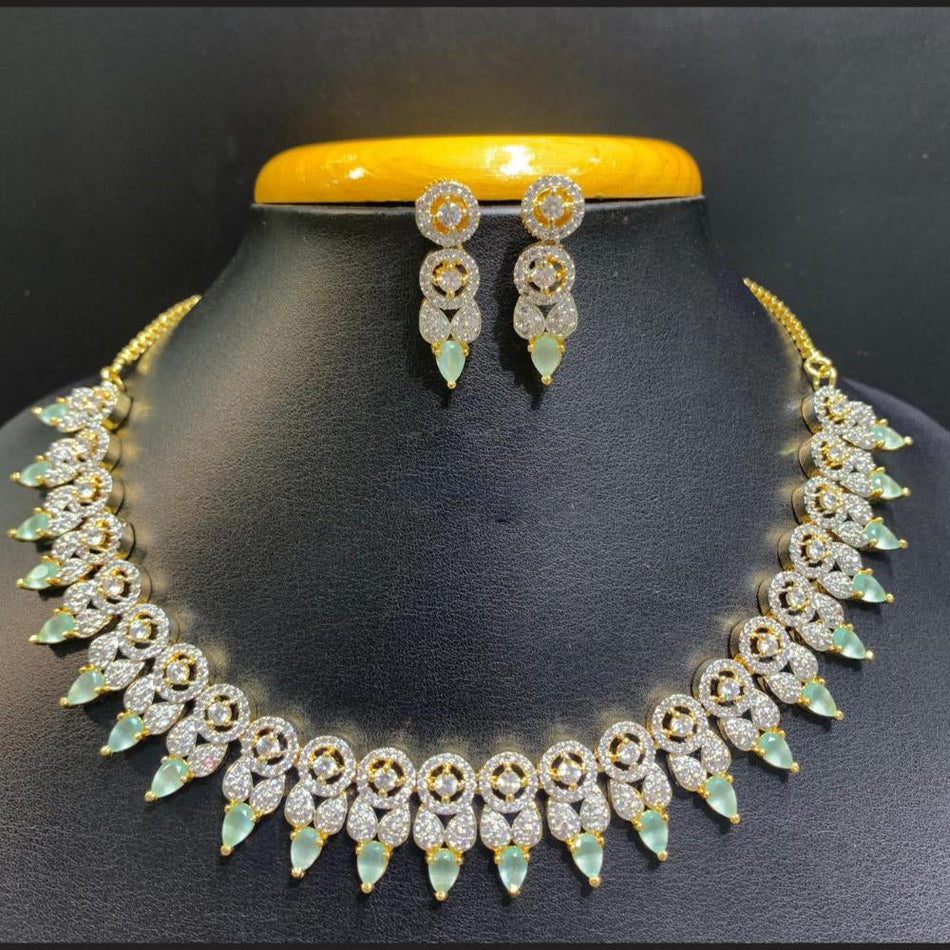 Gold Plated American Diamond Necklace Set | Bridal Jewellery India