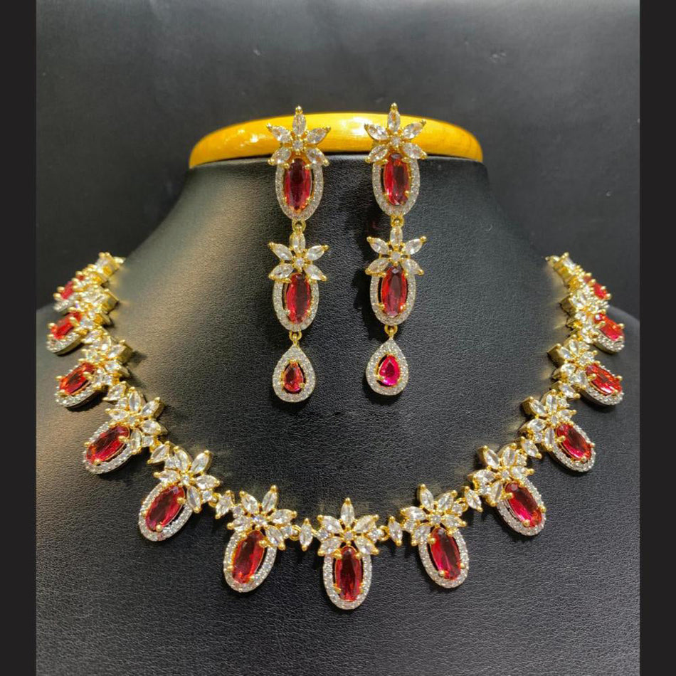 Gold Plated American Diamond Choker Necklace | Bridal Jewellery India