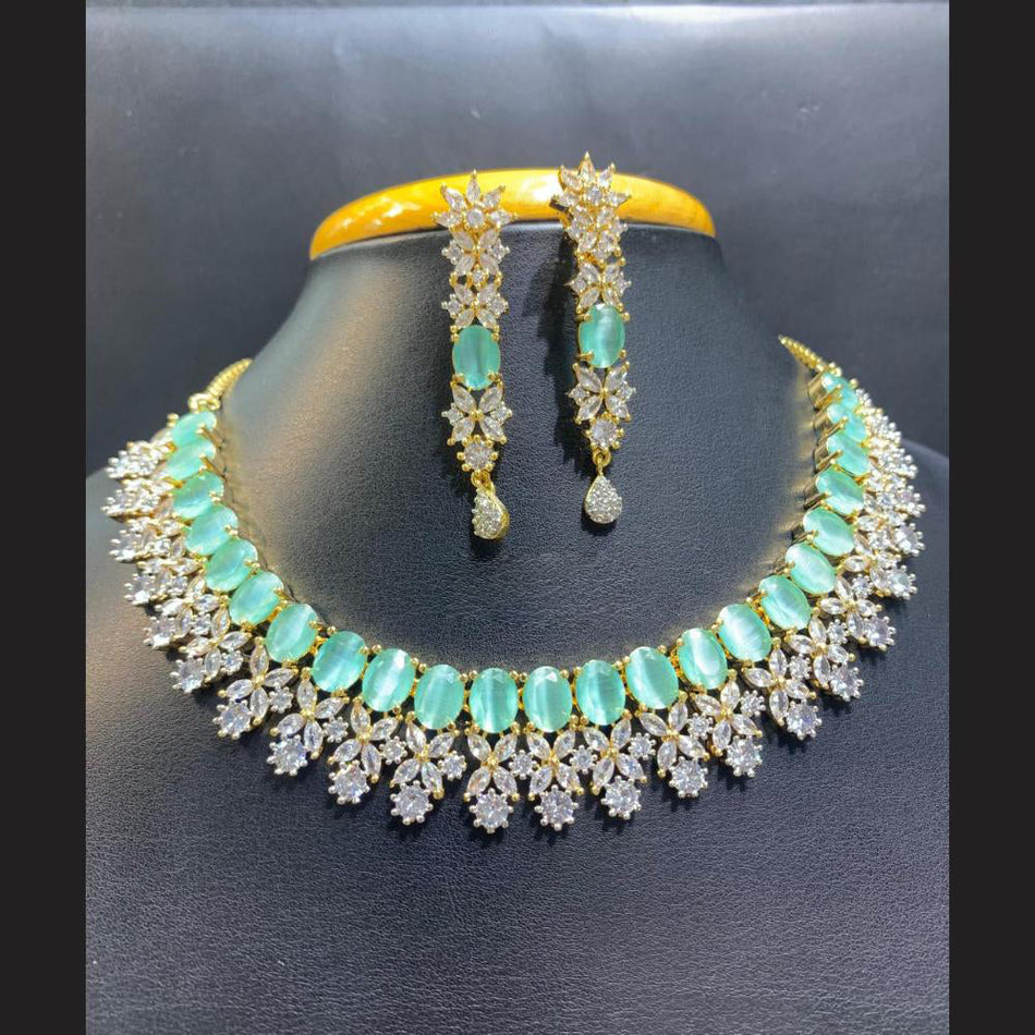 Gold Plated American Diamond Necklace Set | Bridal Jewellery India
