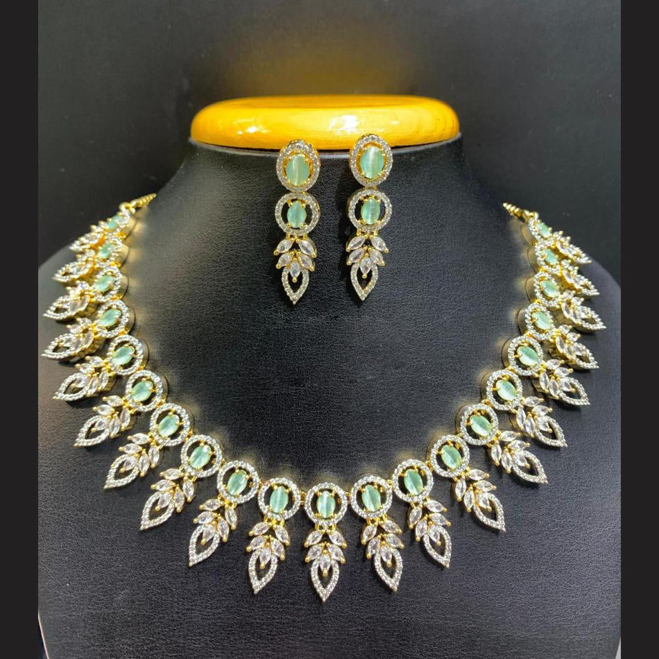 Gold Plated American Diamond Necklace Set | Bridal Jewellery India