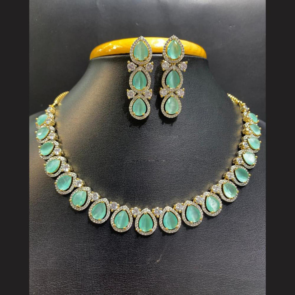 Gold Plated American Diamond Choker Necklace | Bridal Jewellery India