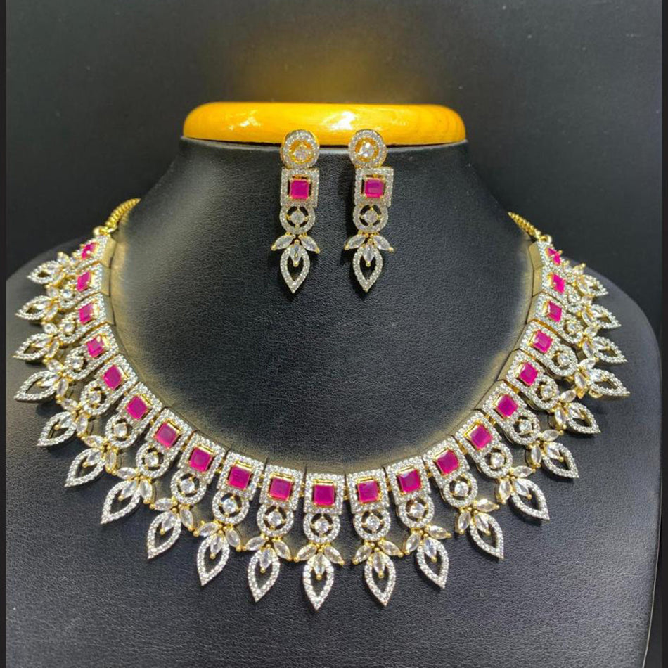 Gold Plated American Diamond Necklace Set | Bridal Jewellery India