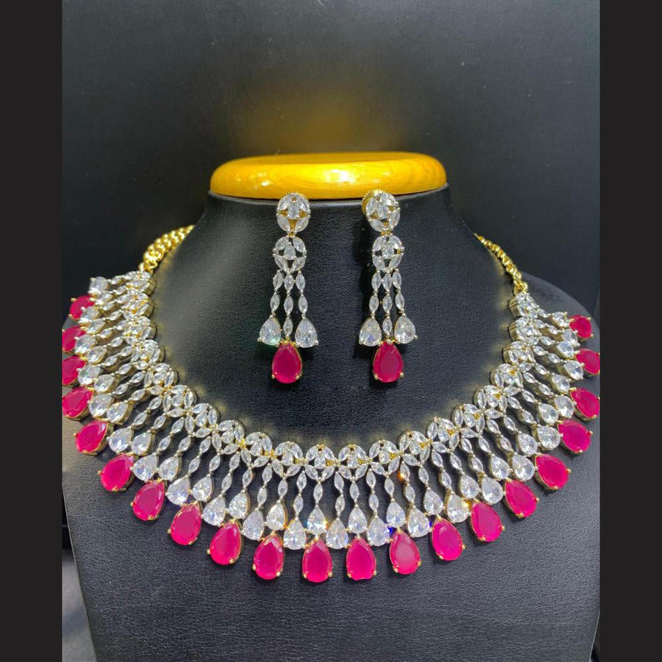 Gold Plated American Diamond Necklace Set | Bridal Jewellery India