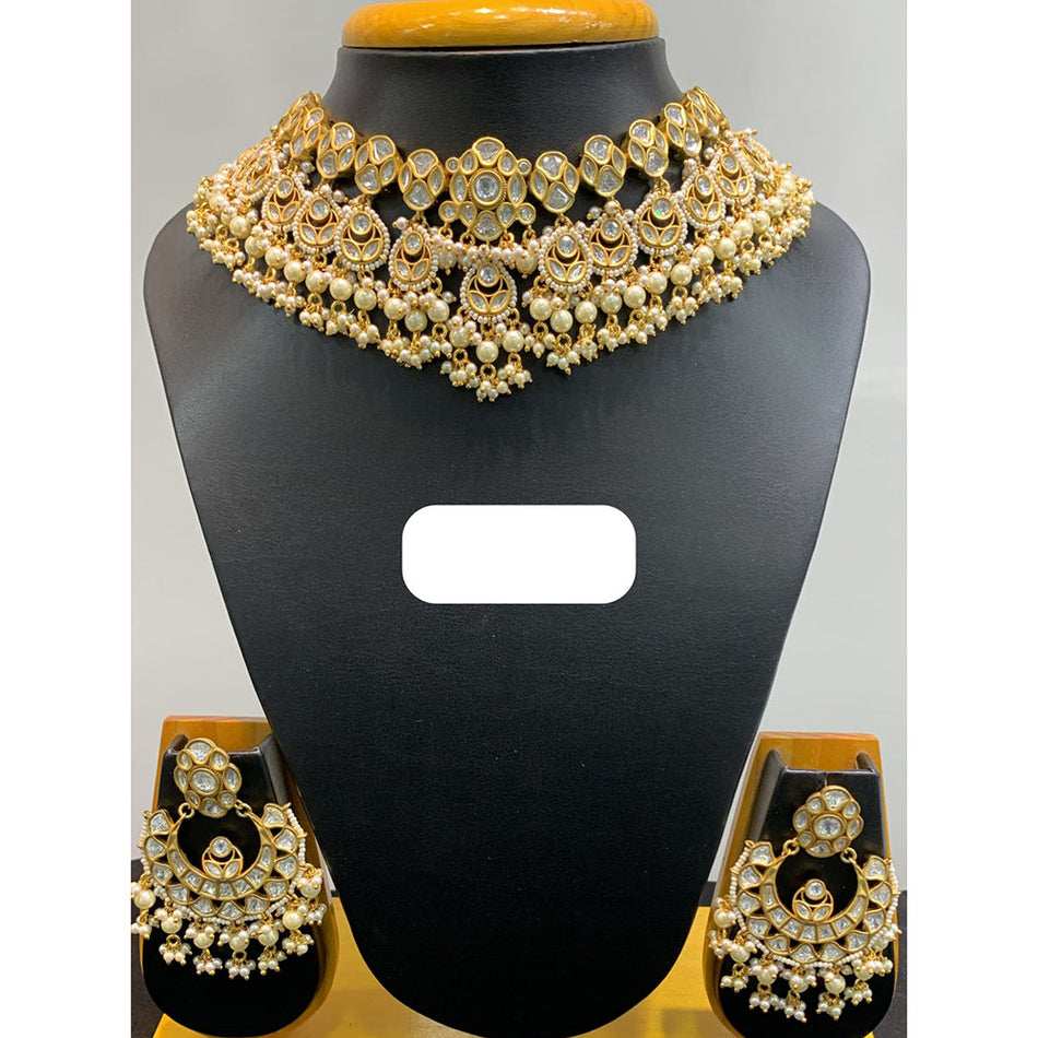 Pearl and Kundan Necklace in Silver for Bridal | Bridal Jewellery India