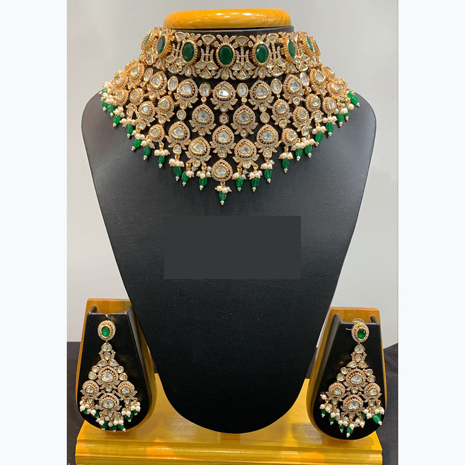 Kundan Necklace in Gold Plated with Pearls | Bridal Jewellery India