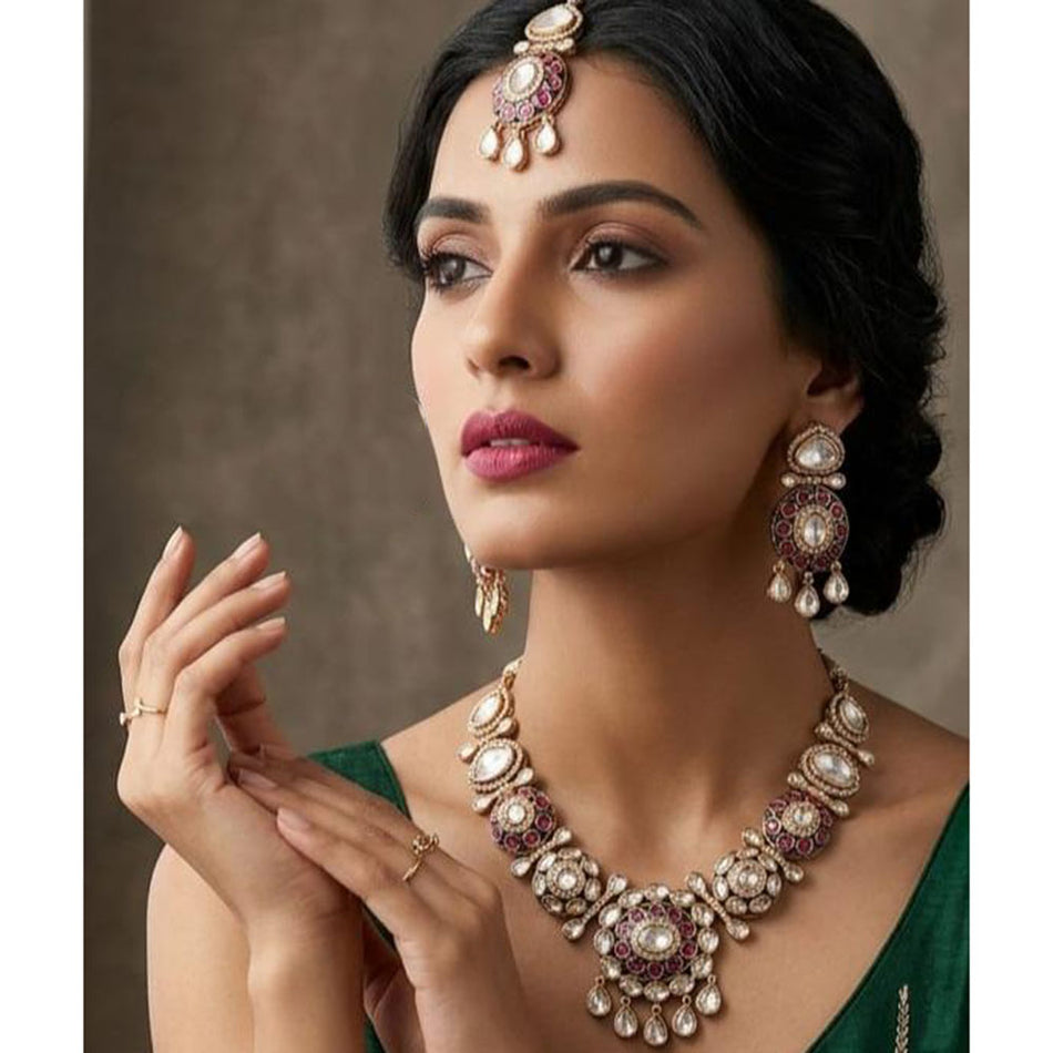 Kundan Necklace in  Gold Plated for Bridal Wear | Bridal Jewellery India