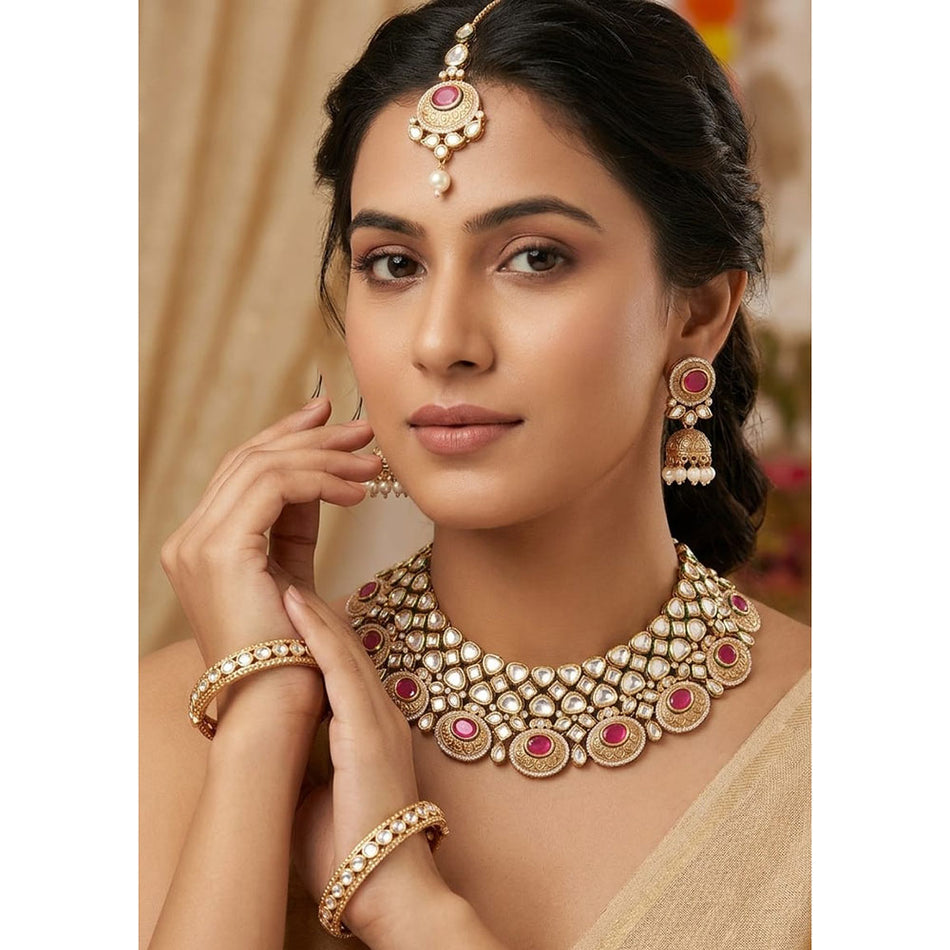 Kundan Necklace in 18K Gold Plated for Bridal Wear | Bridal Jewellery India