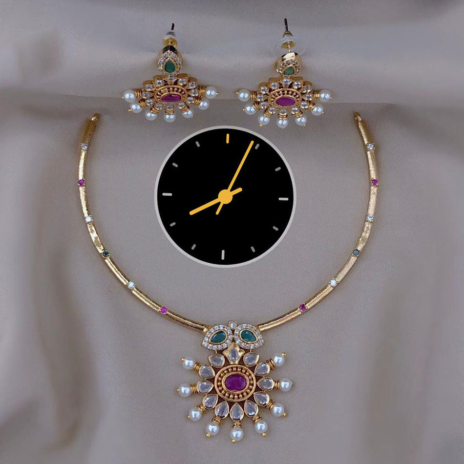 Royal Austrian Pearl Necklace in Gold Plated | Bridal Jewellery India