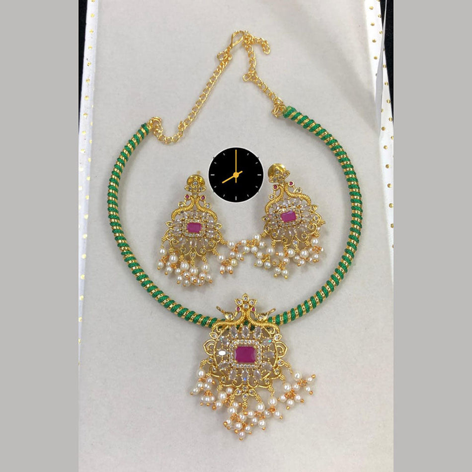 Pearl Crystal Necklace in Gold Tone | Bridal Jewellery India