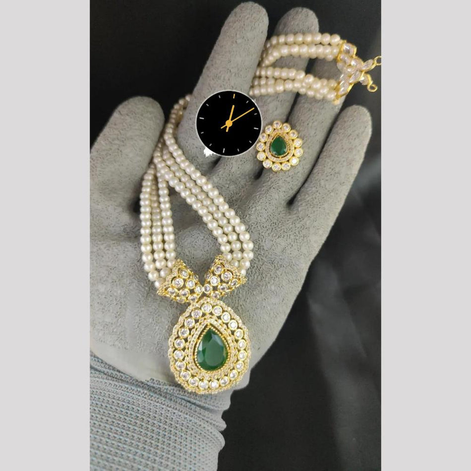 Crystal Long Necklace in Rose Gold Plated | Bridal Jewellery India