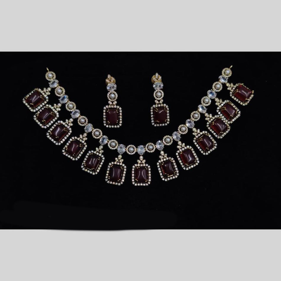 Austrian Stone Necklace in Gold Tone for Occasion Wear | Bridal Jewellery India