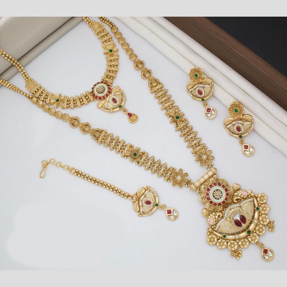 Kavita Art  Gold Plated Pota Stone Meenakari Necklace | Bridal Jewellery India