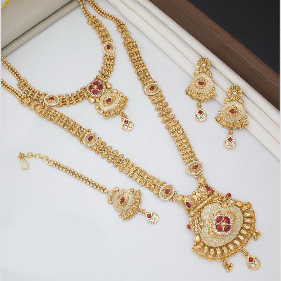 Kavita Art  Gold Plated Pota Necklace Set | Bridal Jewellery India