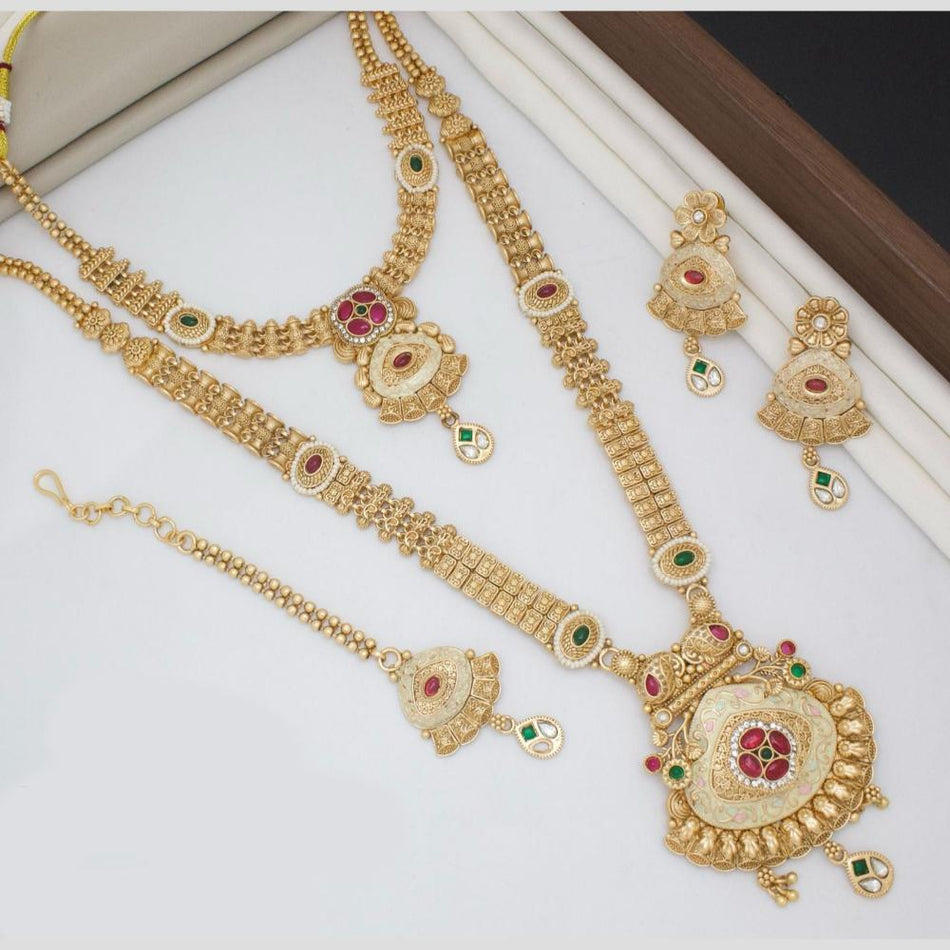 Kavita Art Gold Plated Pota Necklace Set | Bridal Jewellery India