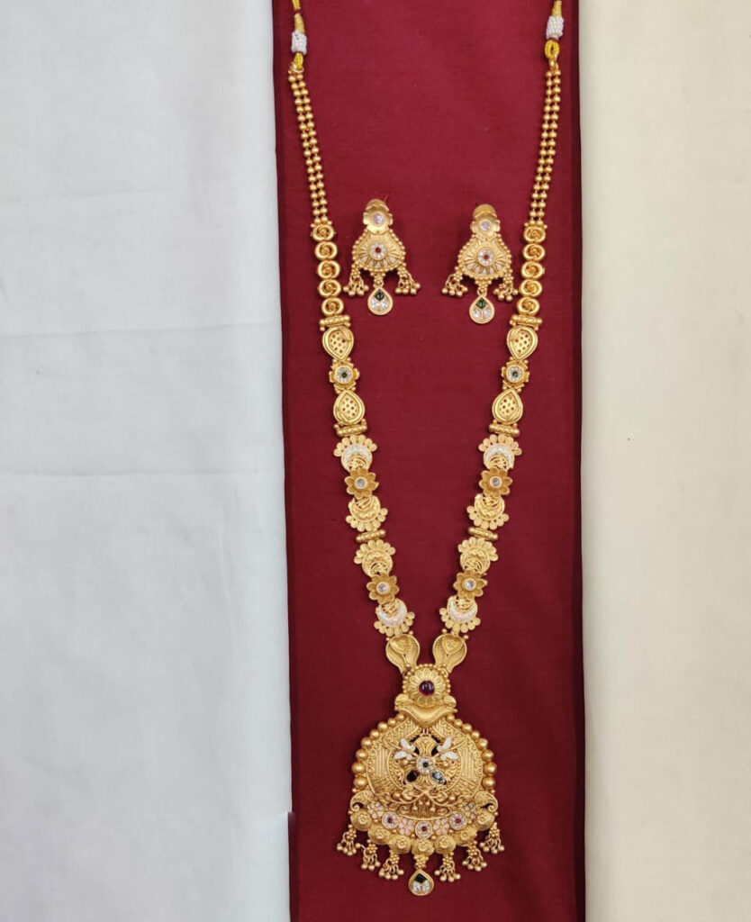 Meenakari Necklace in Gold Plated with Pota Stone | Bridal Jewellery India
