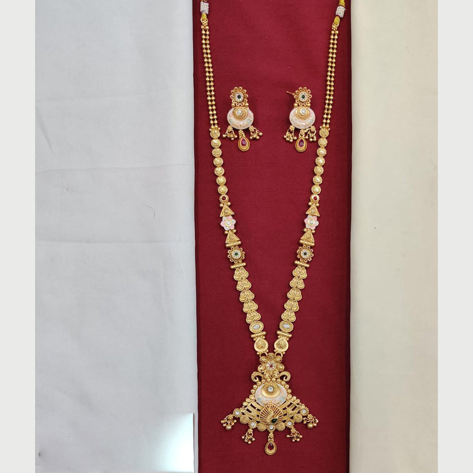 Meenakari Long Necklace in Sterling Silver for Every | Bridal Jewellery India