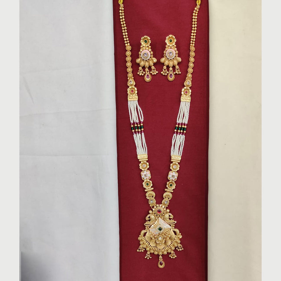 Meenakari Necklace in Gold Plated   Pearl | Bridal Jewellery India