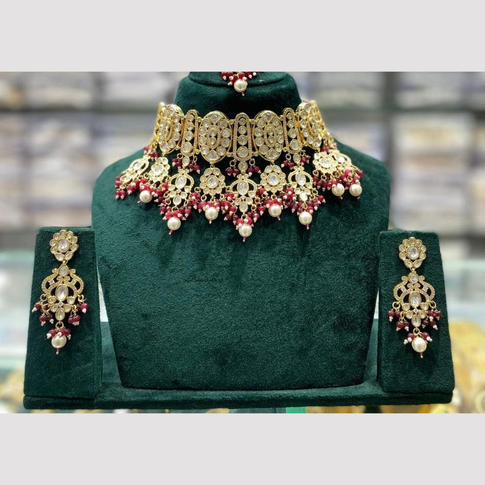 Kundan Choker Necklace in Gold Plated   Silver | Bridal Jewellery India