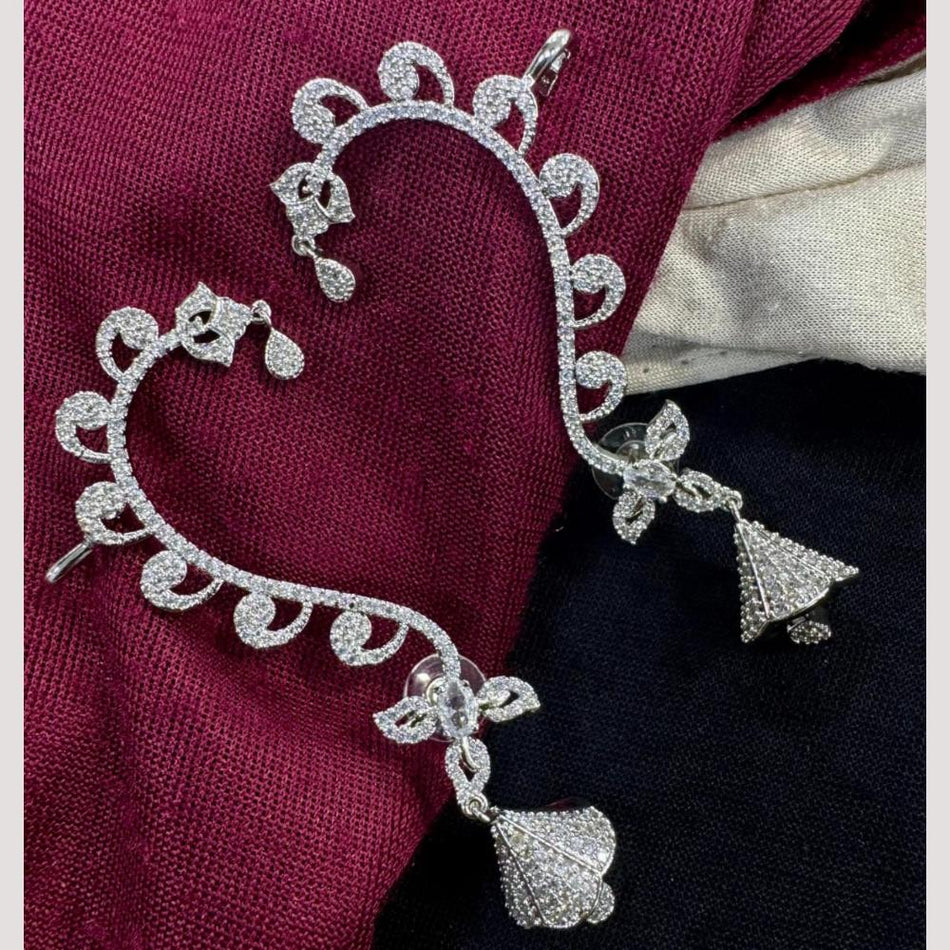 American Diamond Ear Cuff in Sterling Silver | Bridal Jewellery India