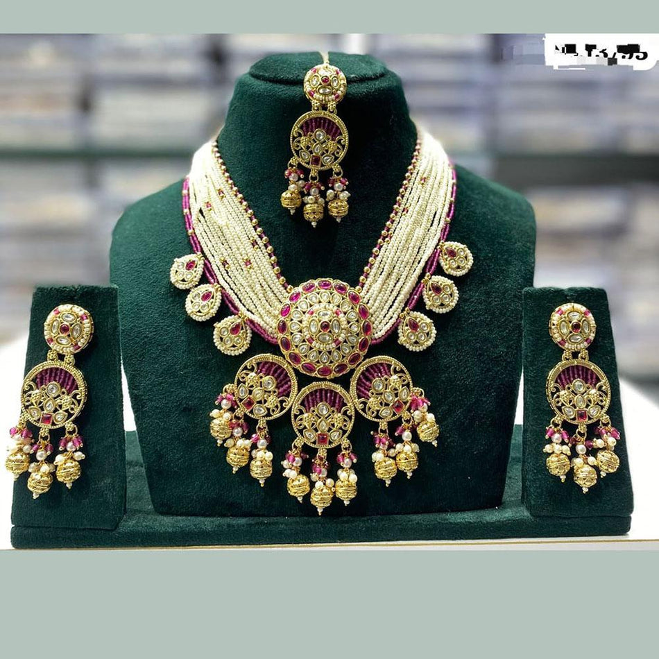 Kundan Necklace in Rose Gold Plated | Bridal Jewellery India