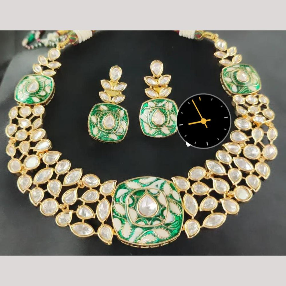 Kundan Necklace in Gold Plated with Meenakari Design | Bridal Jewellery India