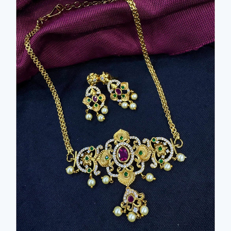 Kavita Art Long Crystal Pearl Necklace | Bridal Jewellery India