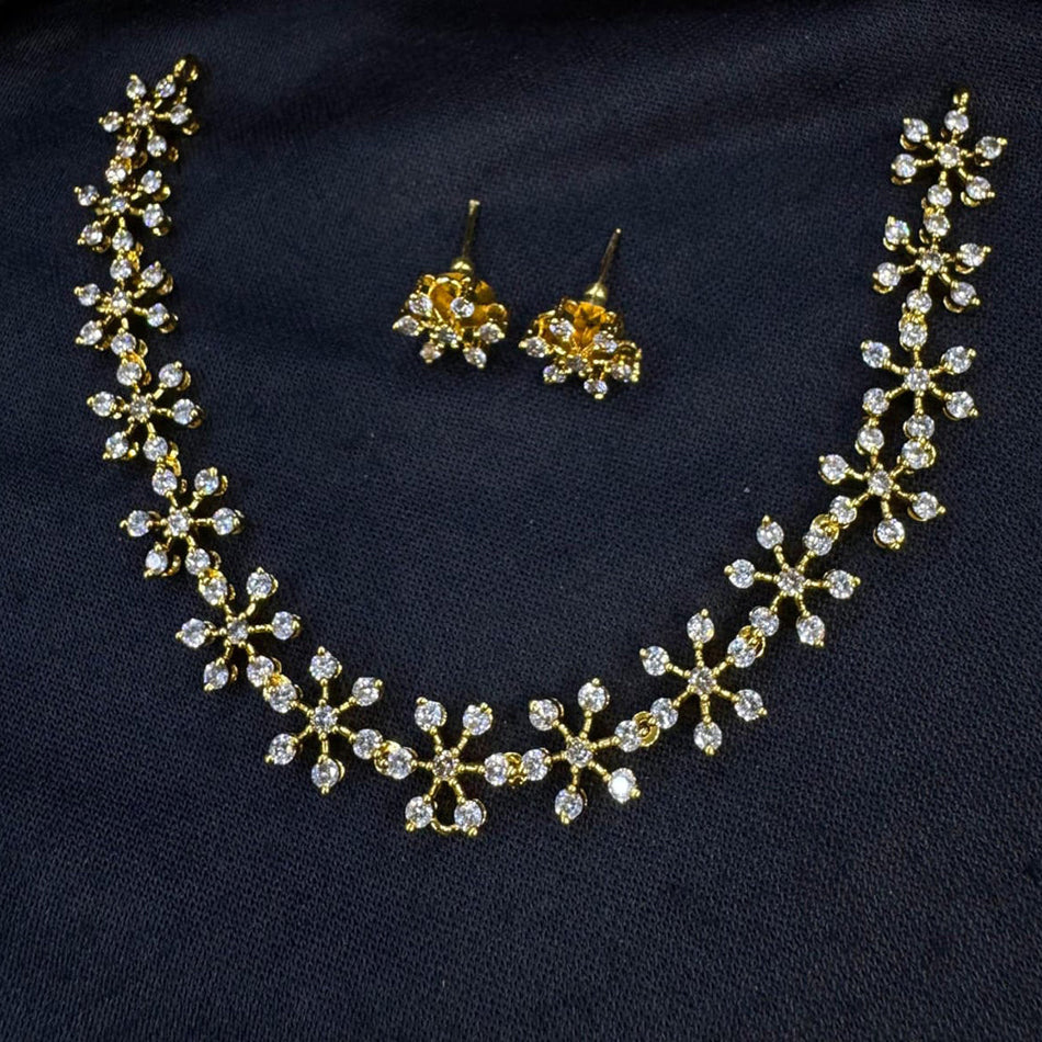 Crystal Stone Necklace in Gold Plated | Bridal Jewellery India