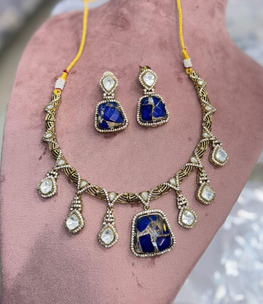 Kavita Art Gold Plated Druzy Crystal Necklace | Bridal Jewellery India