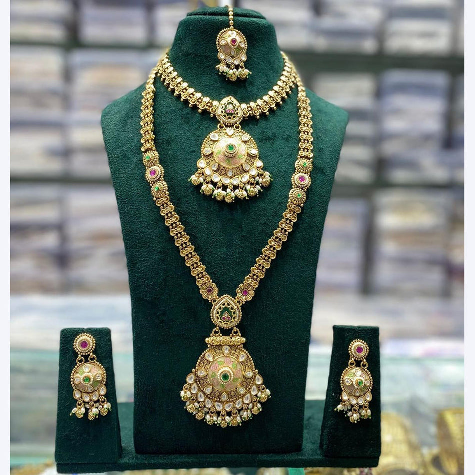 Eternal Charm Rose Gold Plated Long Necklace Set | Bridal Jewellery India