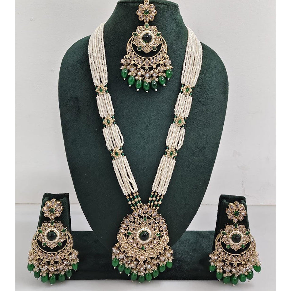 Rose Gold Plated Crystal Long Necklace Set | Bridal Jewellery India