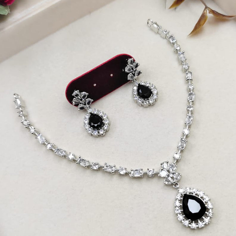 Crystal Necklace in Rose Gold Plated | Bridal Jewellery India