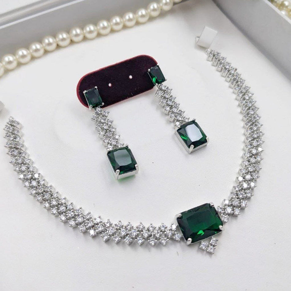 Crystal Necklace in Austrian Silver | Bridal Jewellery India