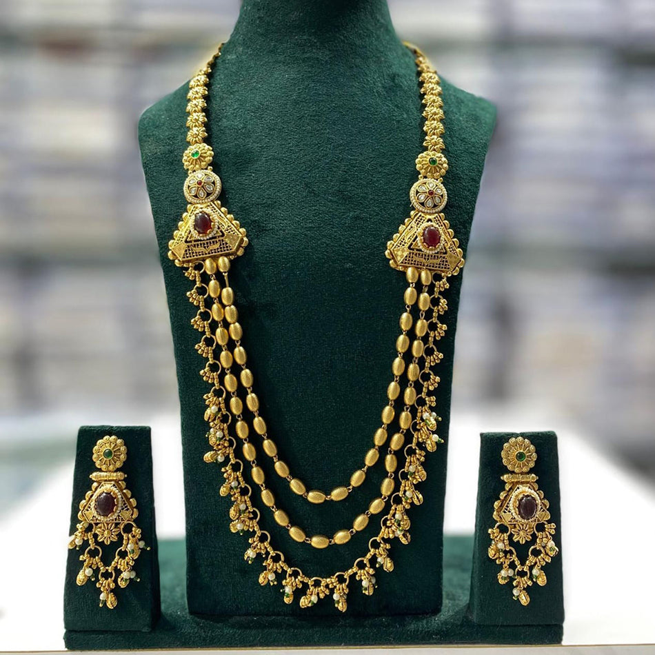 Kavita Art Long Necklace in Gold Plated | Bridal Jewellery India