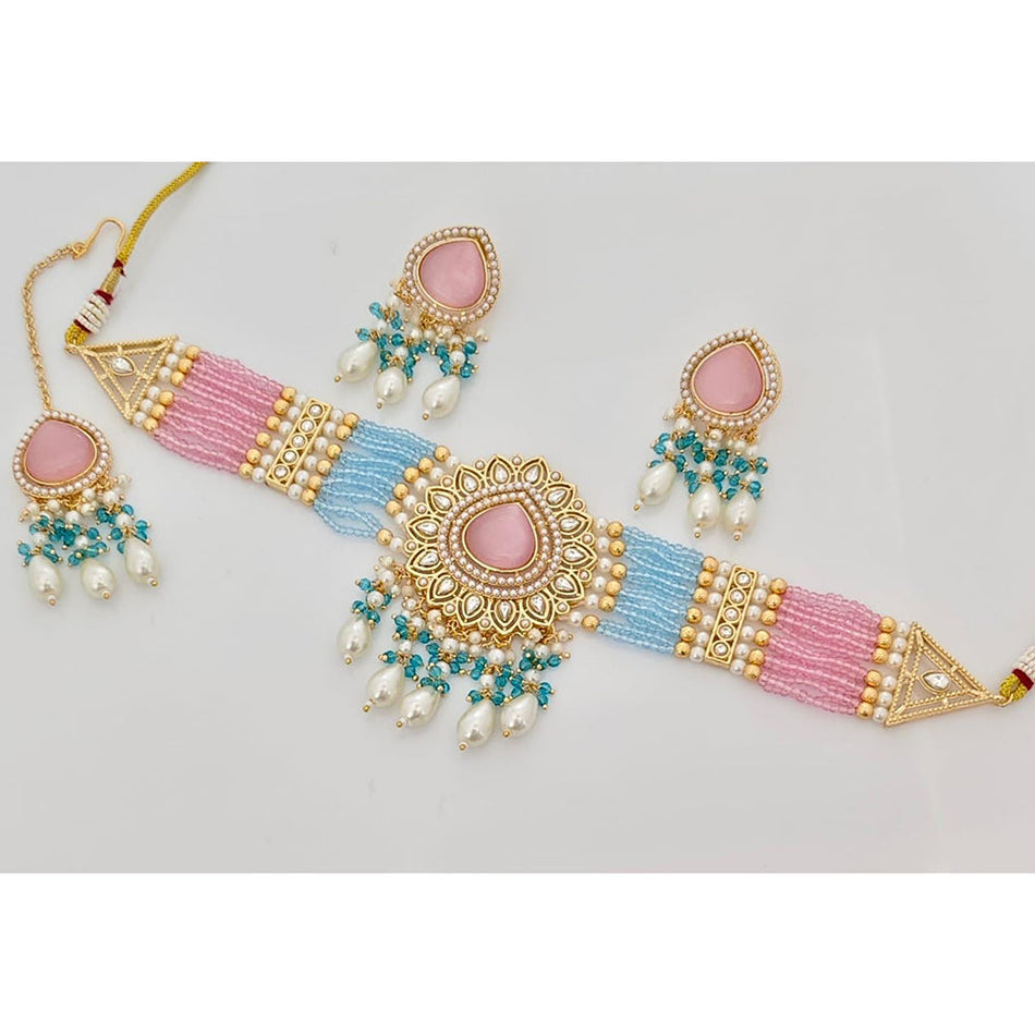 Crystal Pearl Choker in Silver | Bridal Jewellery India