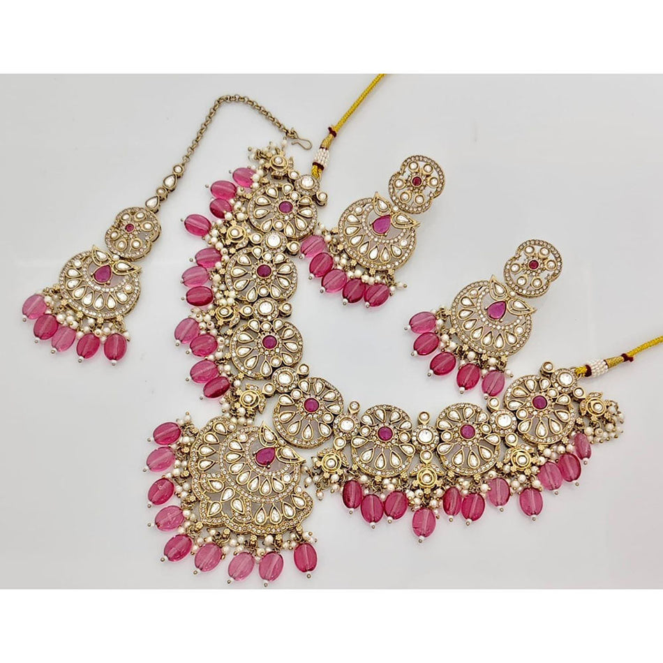 Kota Art Elegant Rose Gold Plated Pendant Necklace | Bridal Jewellery India