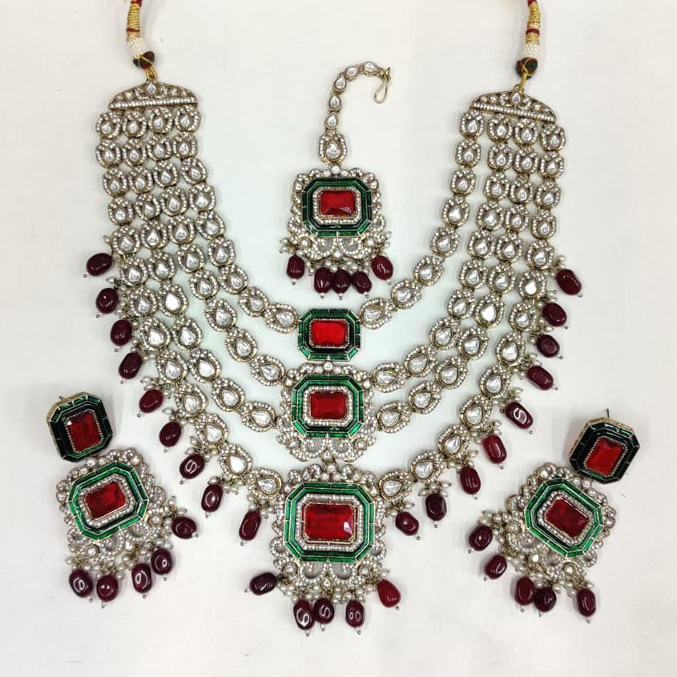 Meenakari Pearl Necklace in Silver | Bridal Jewellery India