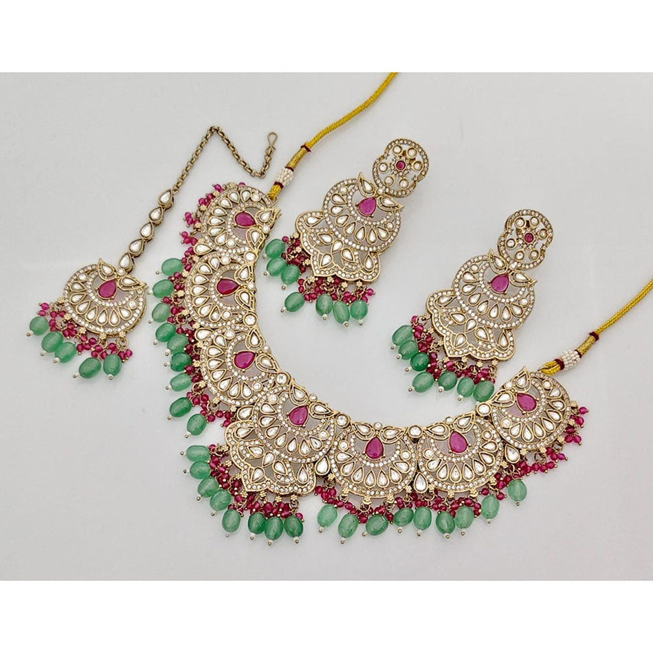 Elegant Pota Stone Necklace in Gold Tone | Bridal Jewellery India