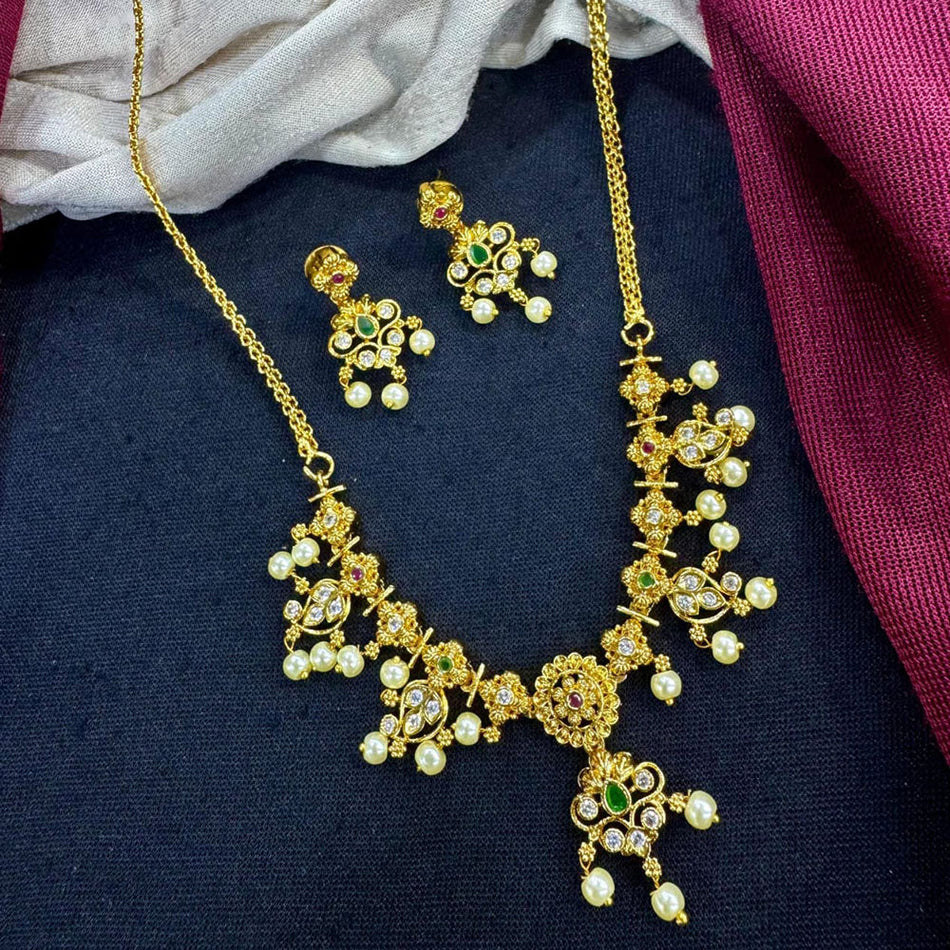 Royal Pota Necklace in Gold Tone | Bridal Jewellery India