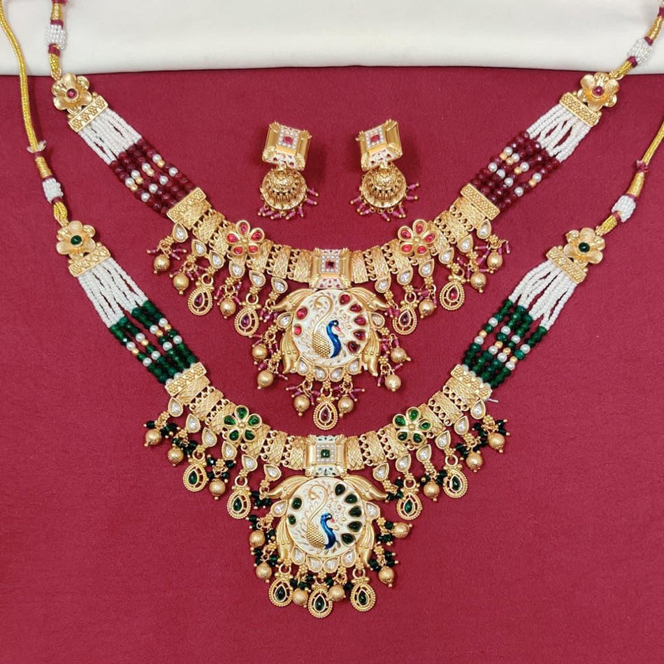 Royal Meenakari Necklace in Gold Plated | Bridal Jewellery India