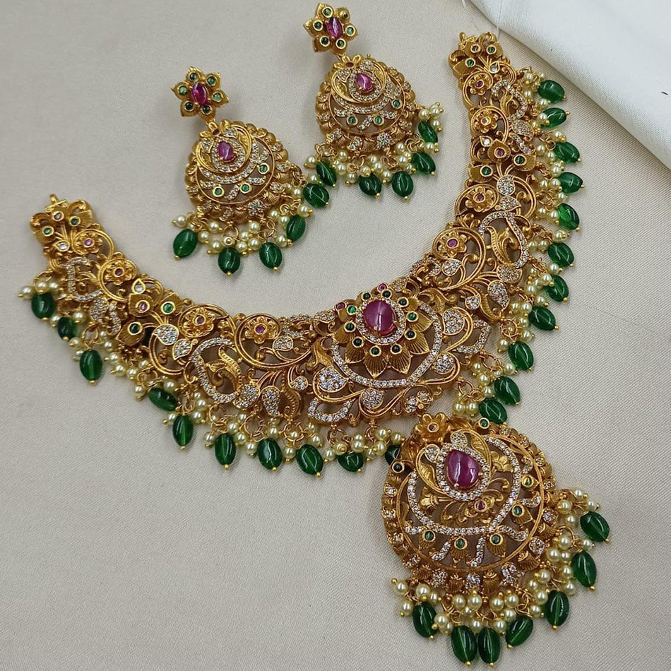 Rose Gold Plated Kavita Art Heritage Necklace | Bridal Jewellery India