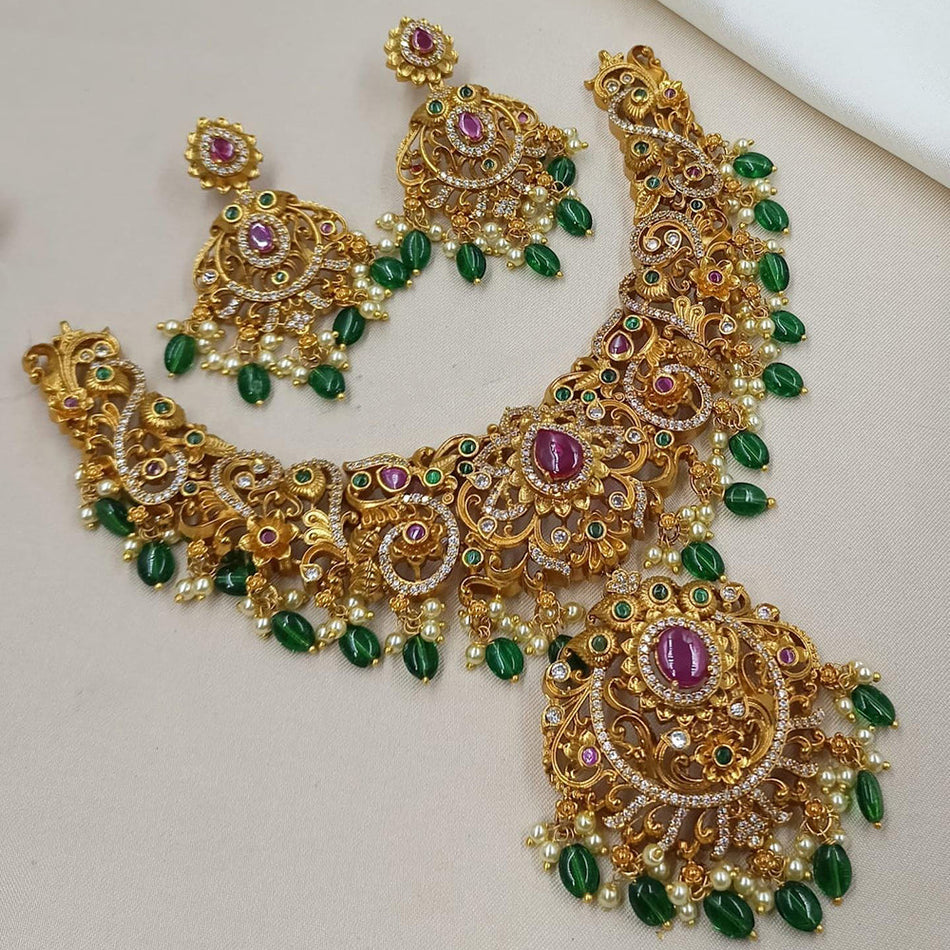 Kavita Art Heritage Rose Gold Plated Pota Necklace | Bridal Jewellery India
