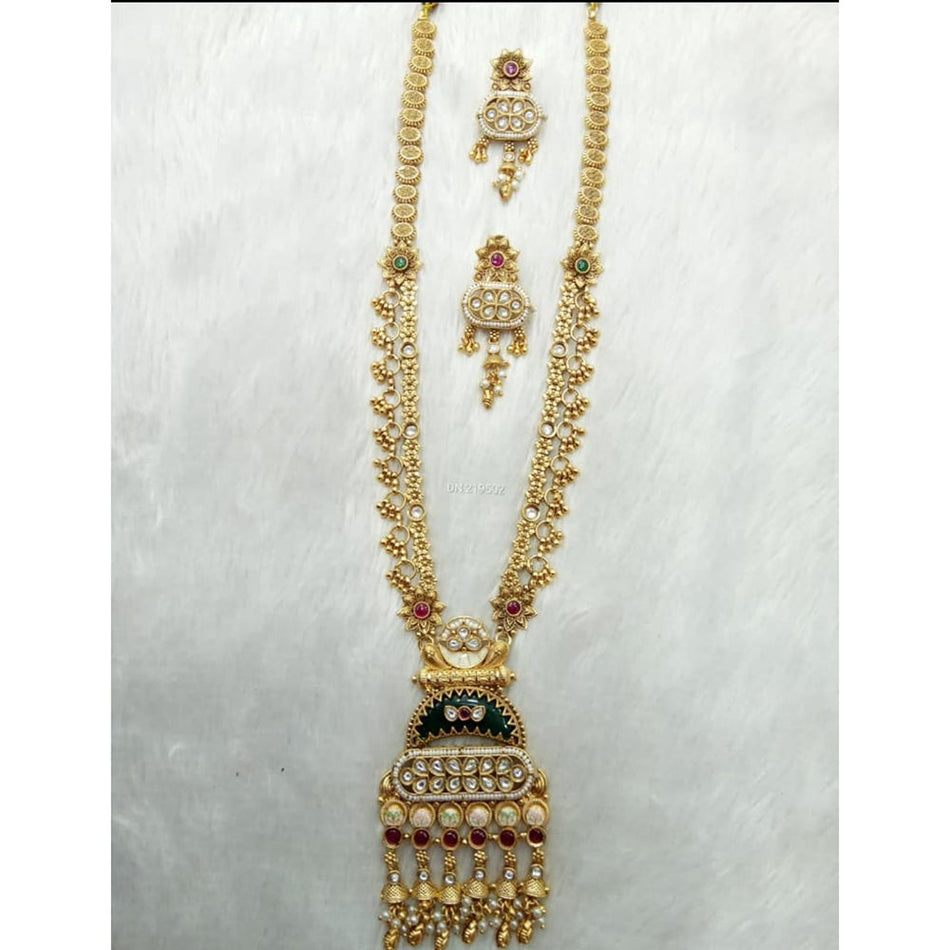 Meenakari Long Necklace in Sterling Silver | Bridal Jewellery India
