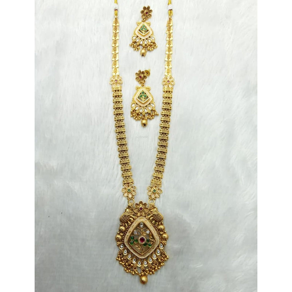 Meenakari Long Necklace in Sterling Silver | Bridal Jewellery India