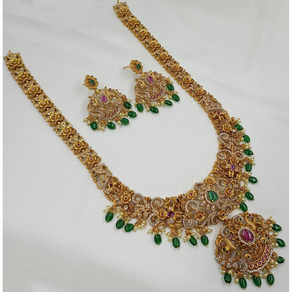 Rose Gold Plated Pota Necklace with Austrian Stones | Bridal Jewellery India