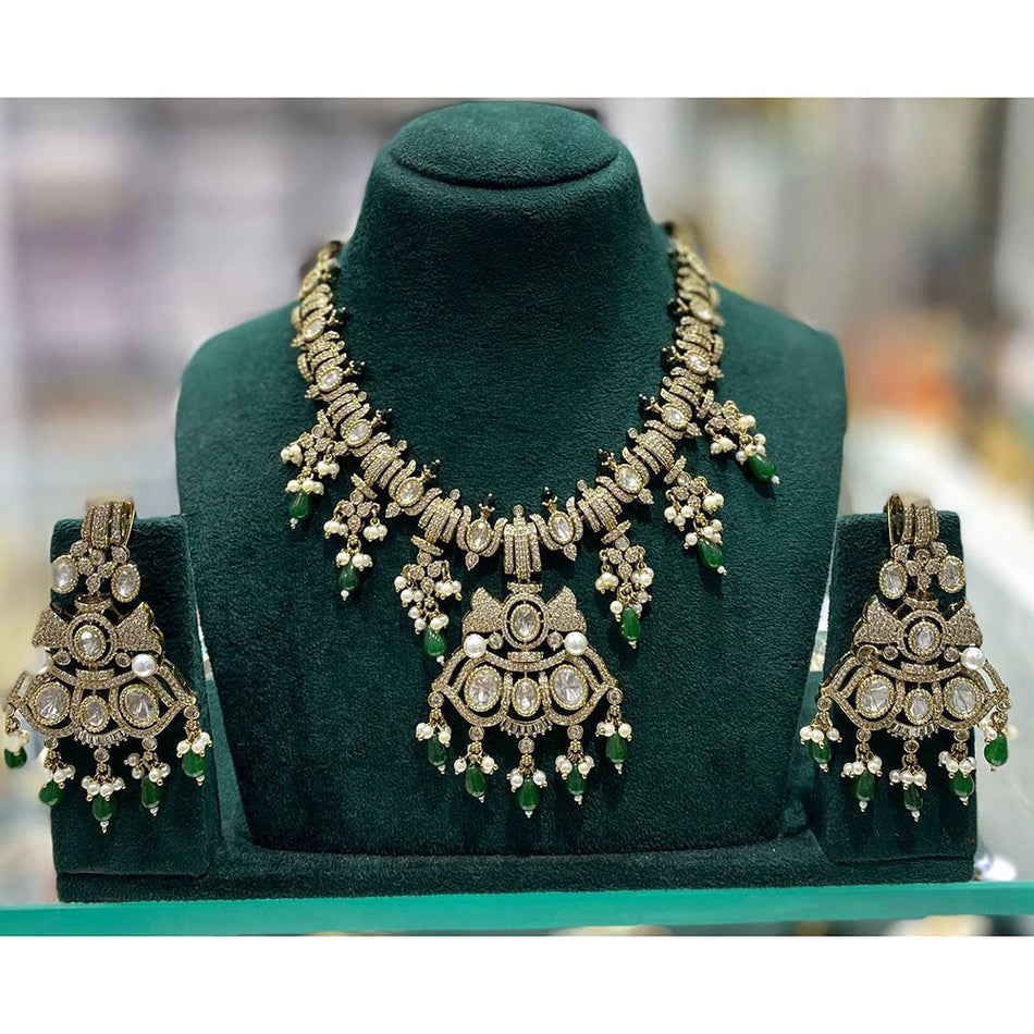 Kundan Necklace in Silver with Austrian Stones | Bridal Jewellery India