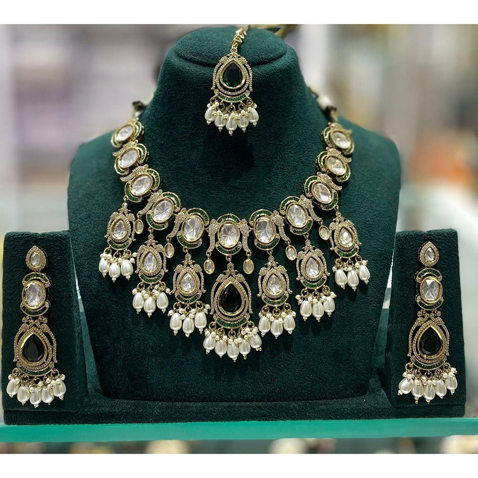 Kundan Necklace in Gold Plated with Austrian Stones | Bridal Jewellery India