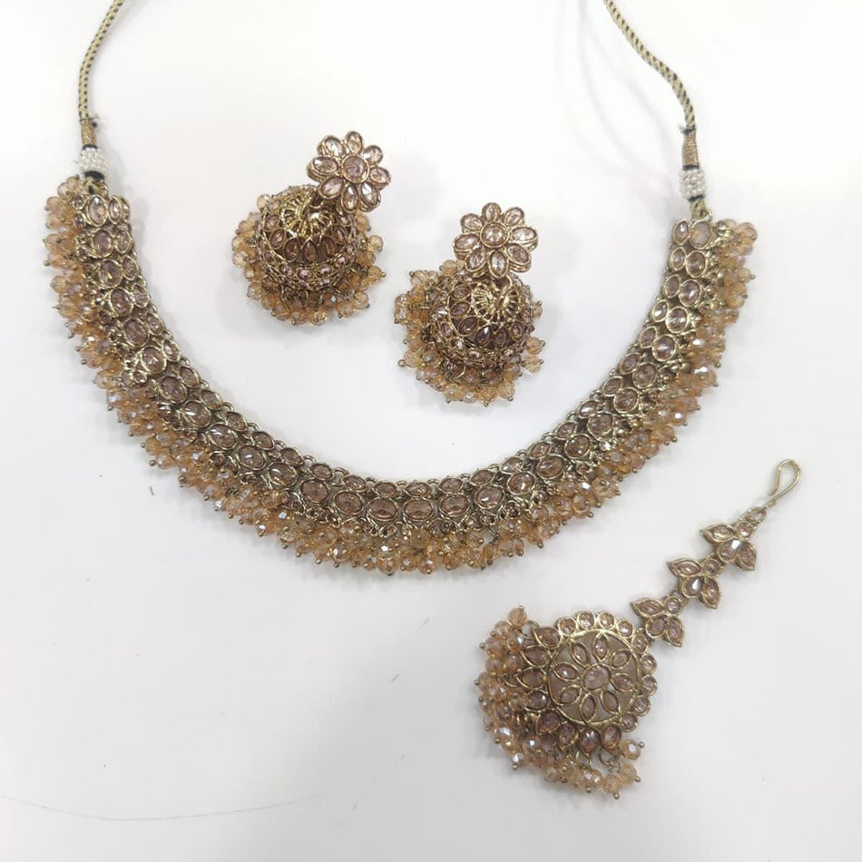 Kavita Art Necklace in Rose Gold Plated | Bridal Jewellery India